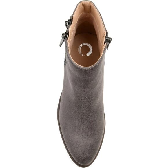 Journee Collection Women Jayda Block Heel Ankle Booties Size US 9M Grey - Picture 6 of 7